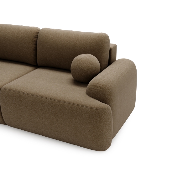 NOWOCZESNA KANAPA SOFA AGAT W BRĄZOWEJ TKANINIE BARANEK - CHARAKTERYSTYCZNE DETALE